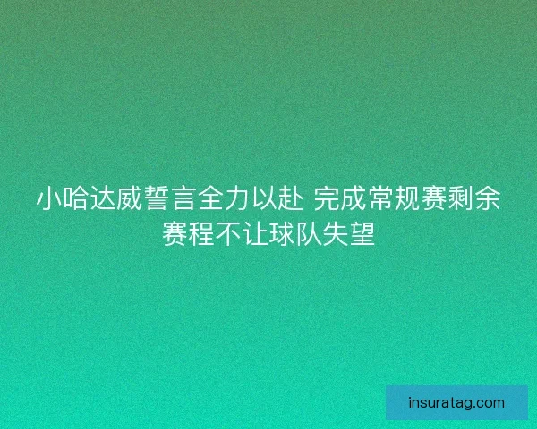 小哈达威誓言全力以赴 完成常规赛剩余赛程不让球队失望